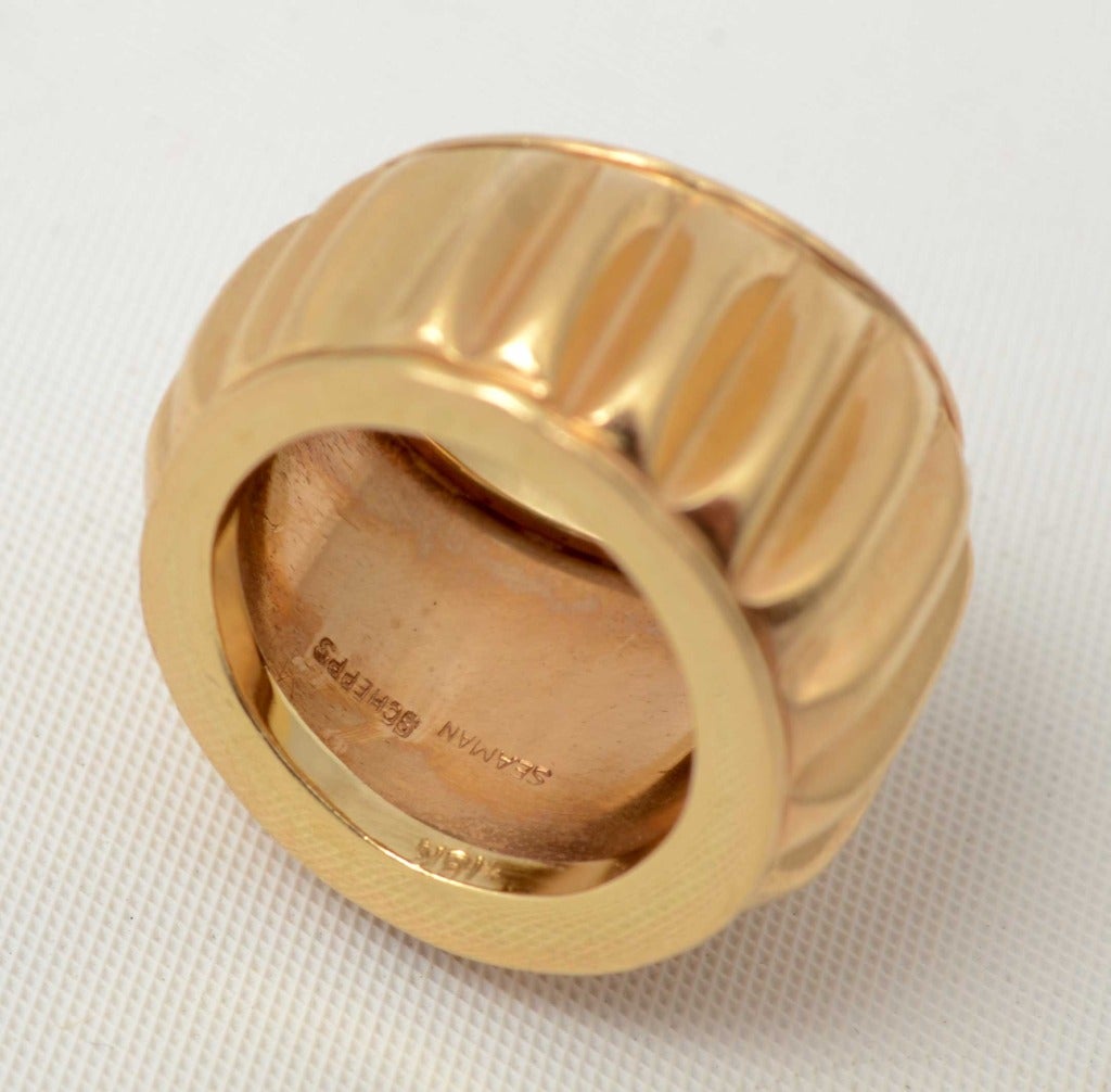 SEAMAN SCHEPPS Heavy Banded Gold Ring In Excellent Condition In Darnestown, MD