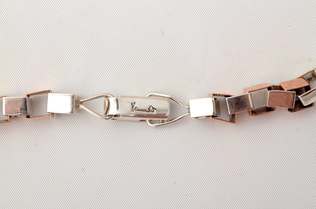 Silber und Kupfer Lange Kette Halskette Damen im Angebot