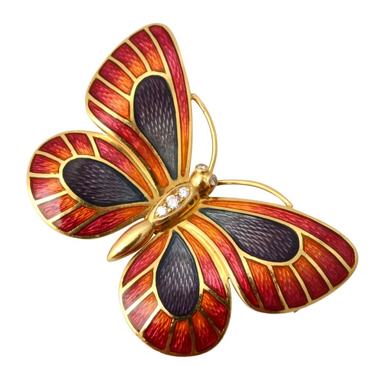 deVroomen Enamel Butterfly Brooch For Sale