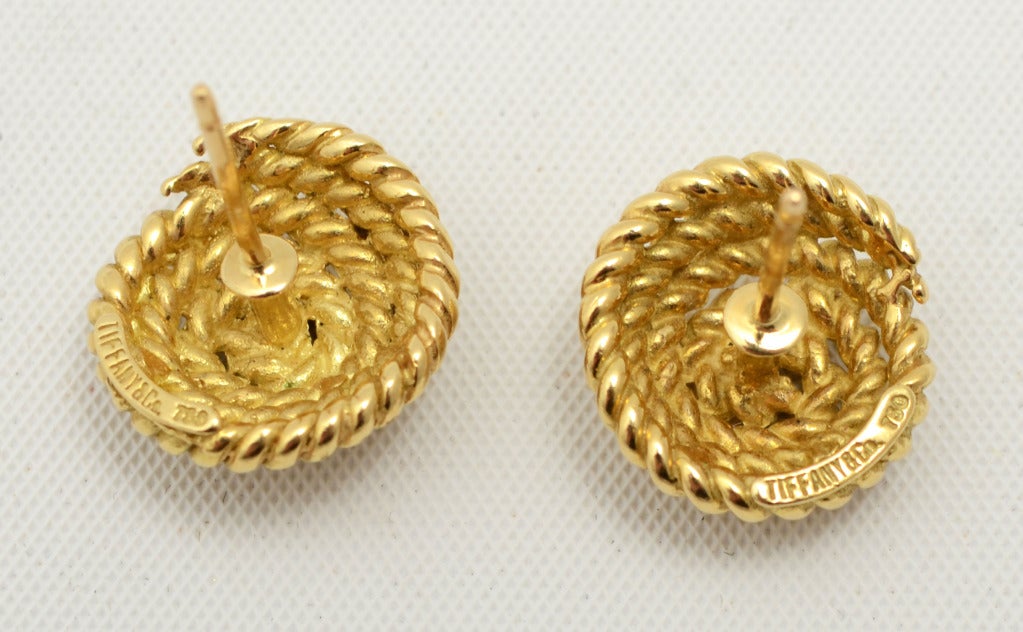 Tiffany Gold Coil Earrings In New Condition In Darnestown, MD