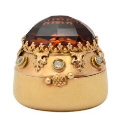 Vintage Gold Box with Citrine and Diamonds