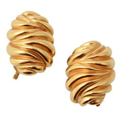 TIFFANY Gold Oval Earrings