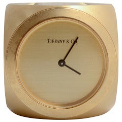 Retro Tiffany & Co. Gilt Metal Die-Form Clock