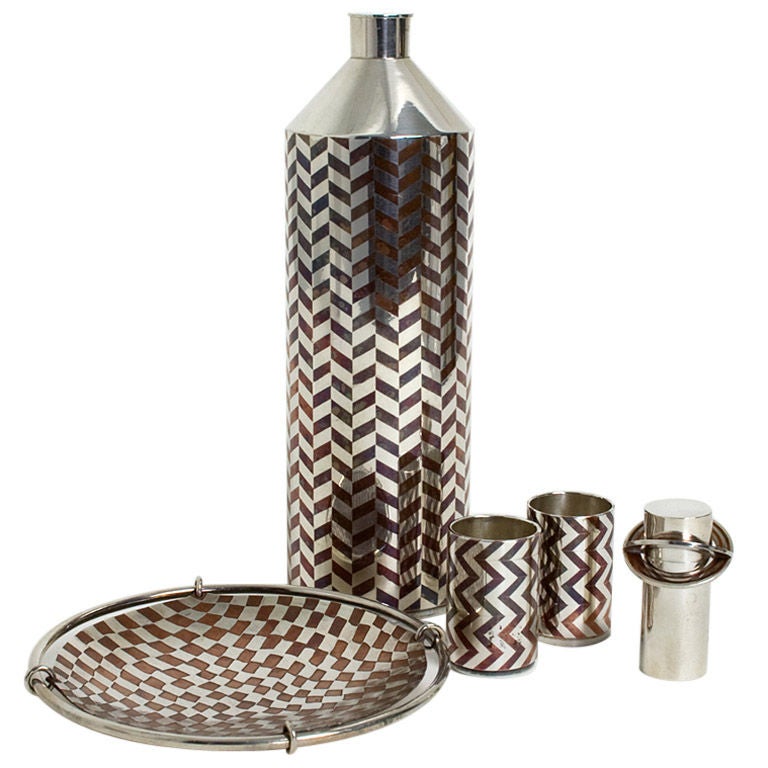 Silver and Copper Martini Set
