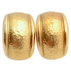 Hammered Gold Half Circle Earrings