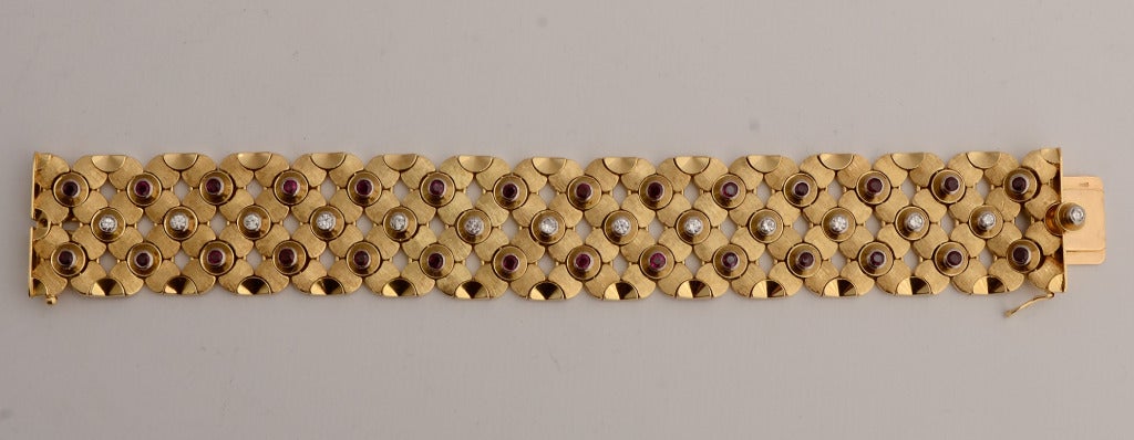 Women's Gold Bracelet with Rubies and Diamonds