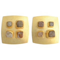 Petra Class Raw Diamond Gold Earrings