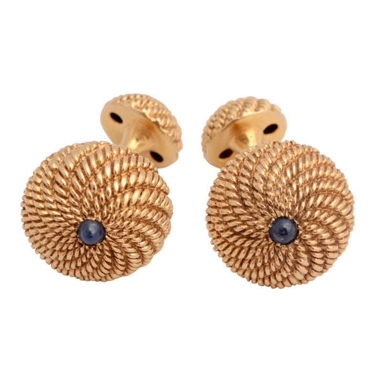 Gold and Sapphire Cufflinks