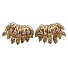 SCHLUMBERGER Diamond Yellow Tourmaline Earrings