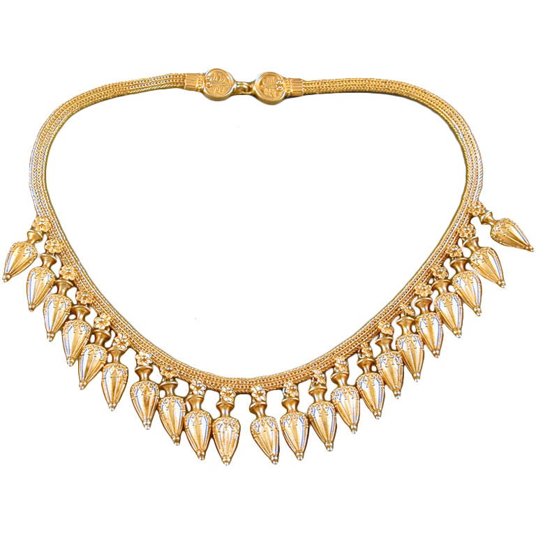 CASTELLANI Gold Etruscan Revival Necklace For Sale