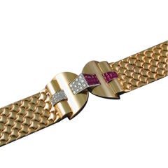 Retro Gold Ruby Diamond Bracelet