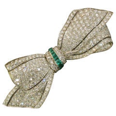 Diamond & Emerald Bow Brooch