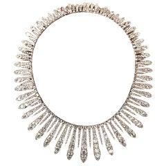 Antique Magnificent Early Victorian Diamond Fringe Necklace