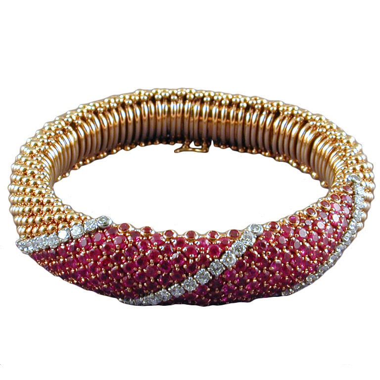 VAN CLEEF & ARPELS Ruby and Diamond Bracelet For Sale