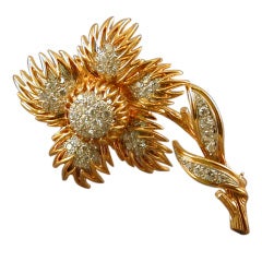 VAN CLEEF & ARPELS Diamant Or  Broche fleur