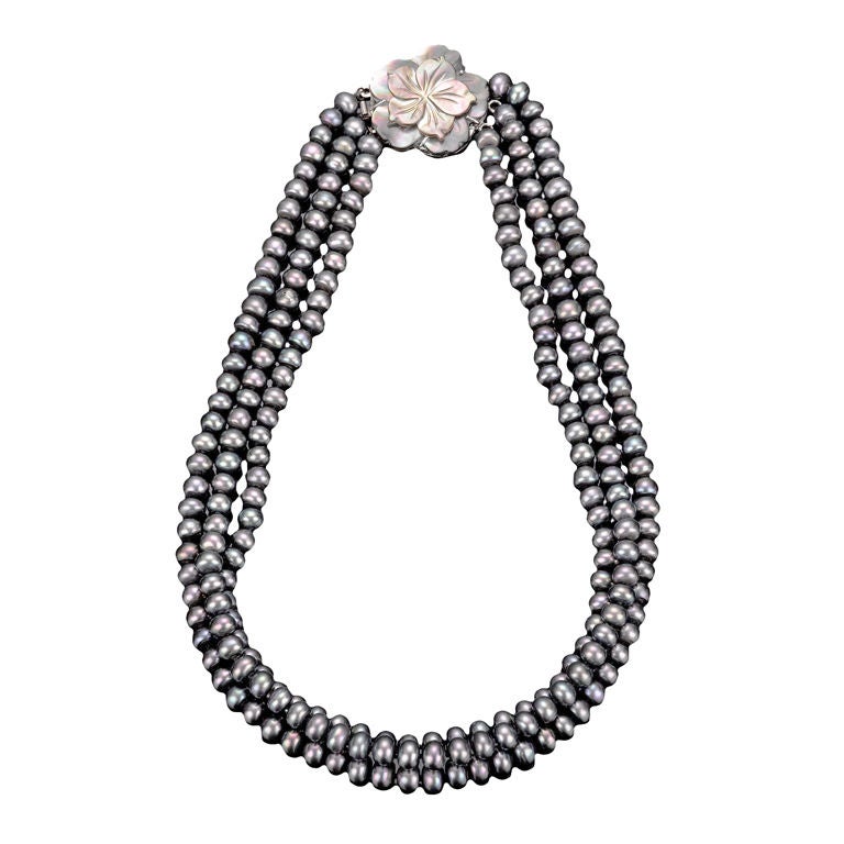 Three-Strand Black Pearl Necklace