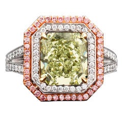 Natural Green Pink Diamond Ring