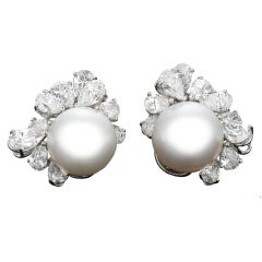 Cluster Pearl & Diamond Earrings