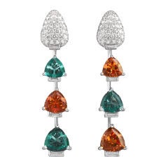 Paraiba Tourmaline, Mandarin Garnet & Diamond Earrings