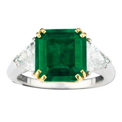 Colombian Square Emerald & Diamond Ring