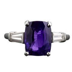 Natural Purple Sapphire and Diamond Ring