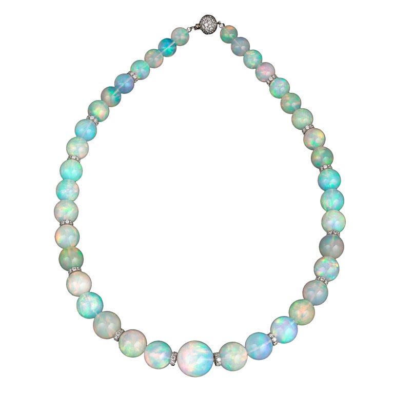 Graduated Opal Bead Necklace