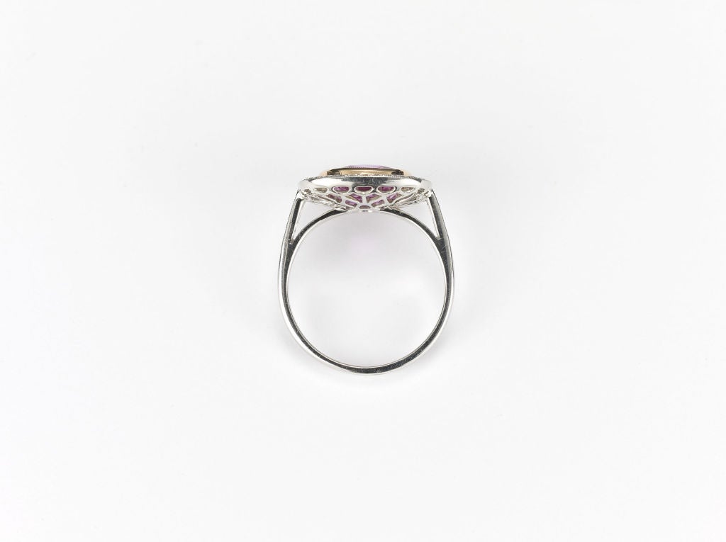 Contemporary Cushion Cut Pink Sapphire & Diamond Ring
