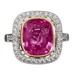 Cushion Cut Pink Sapphire & Diamond Ring