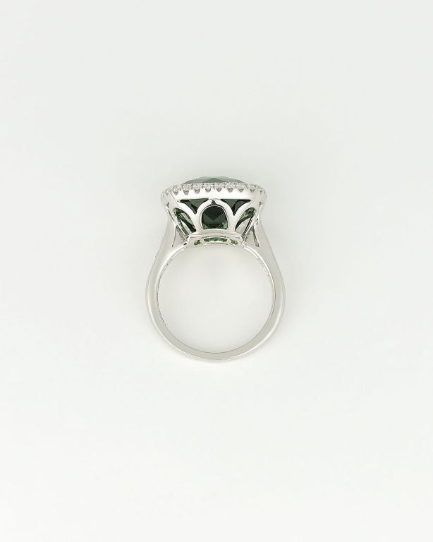 Contemporary Green Tourmaline & Diamond Ring, 12.62 cts