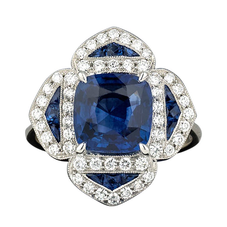 Sapphire and Diamond Ring at 1stdibs