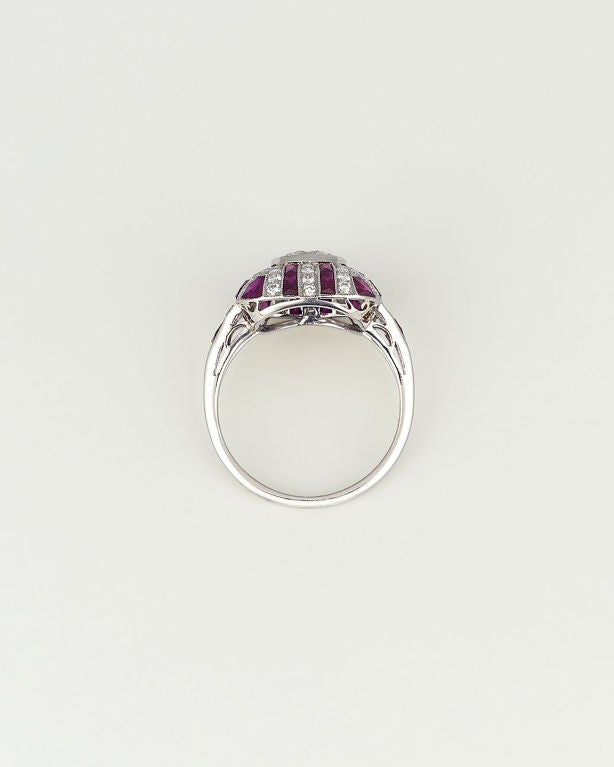 Art Deco Exemplary  Ruby and 3.25 Carat Diamond Ring