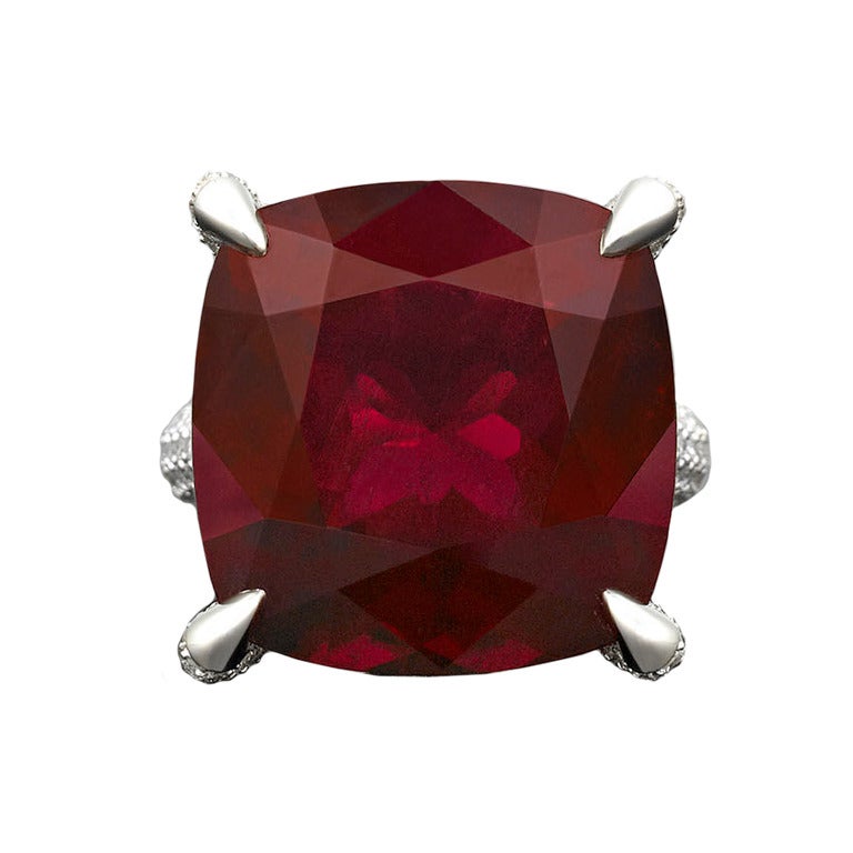 Rubellite and Diamond Ring, 26.33 Carats