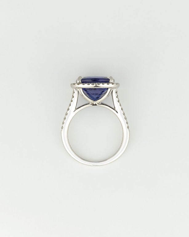 Contemporary Tanzanite and Diamond Ring