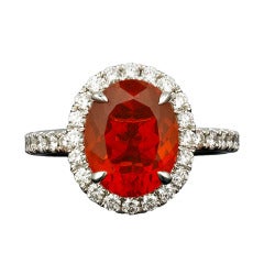 Fire Opal & Diamond Ring