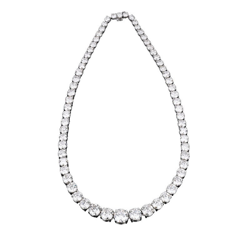 Diamond Riviere Necklace, 63.86 total carats