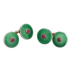 Faberge Jeweled Enamel Cufflinks