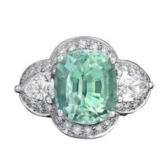 Natural Green Sapphire Diamond Ring