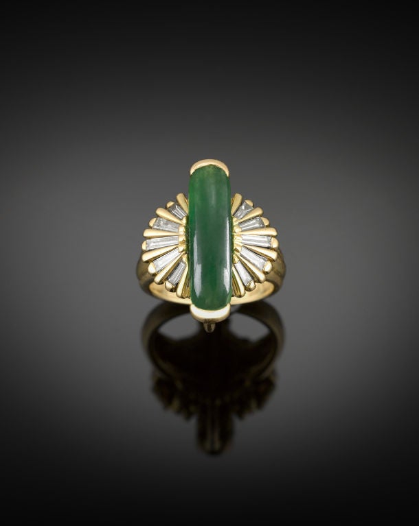 Jadeite & Diamond Saddle Ring