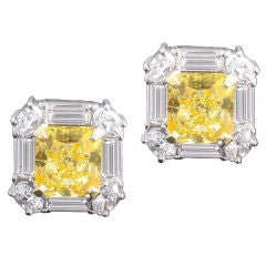 Fancy Yellow Diamond Earrings