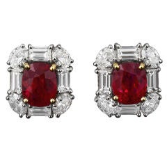 Burma Ruby & Diamond Earrings
