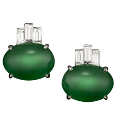 Imperial Jadeite Earrings 
Diamond Earrings
