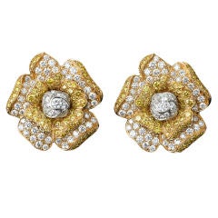 Fancy Diamond Ear Clips by Oscar Heyman & Bros