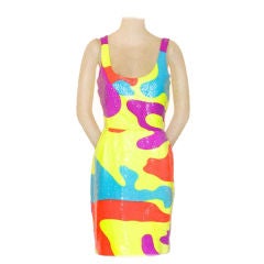 Stephen Sprouse Warhol Print Camouflage Sequin Dress