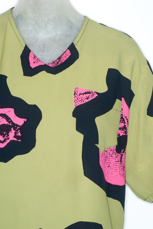 Stephen Sprouse 'Pink Rose' Print Tee