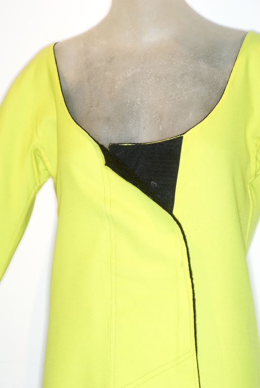 Stephen Sprouse Neon Acid Yellow and Black Wool Dress