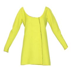 Vintage Stephen Sprouse Neon Acid Yellow and Black Wool Dress