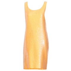 Retro Stephen Sprouse Apricot Orange Sequin Dress