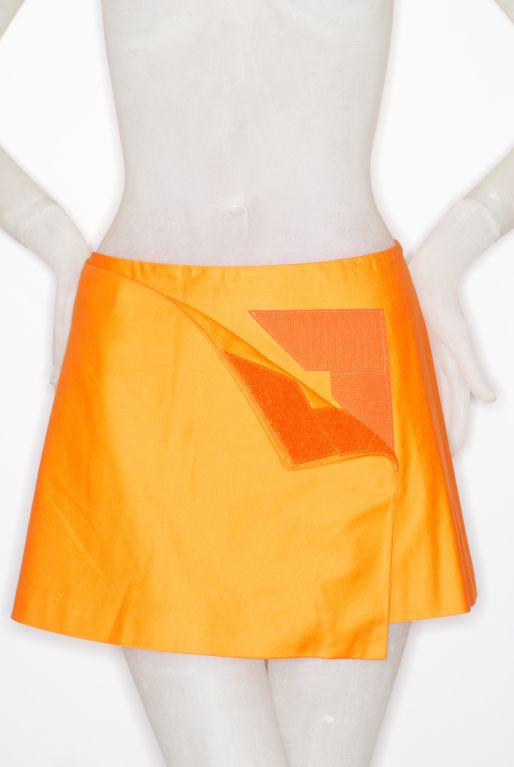 Women's Stephen Sprouse Orange Velcro Detail Mini Skirt For Sale