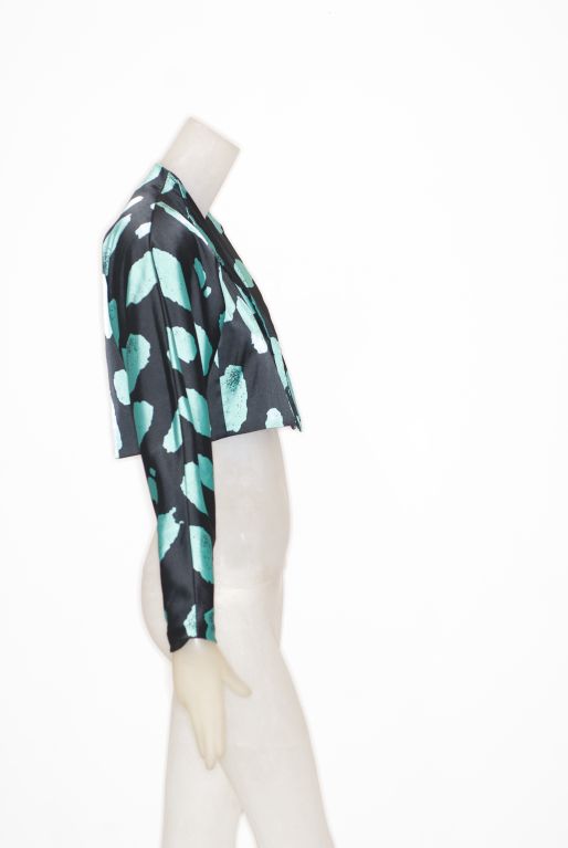 Stephen Sprouse Blue Fingerprint Silk Bolero