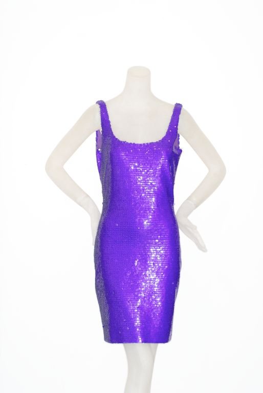 Stephen Sprouse Purple Sequin Dress with low back.